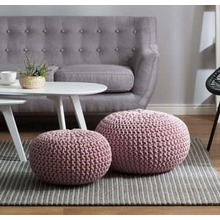 30cm Hand-Knitted Cotton Pouffe